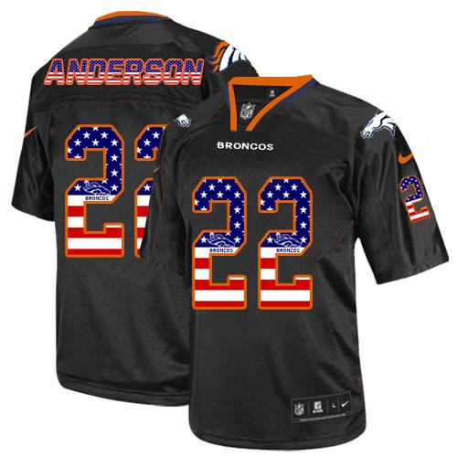 Nike Broncos #22 C.J. Anderson Black Men's Stitched NFL Elite USA Flag Fashion Jersey - Click Image to Close